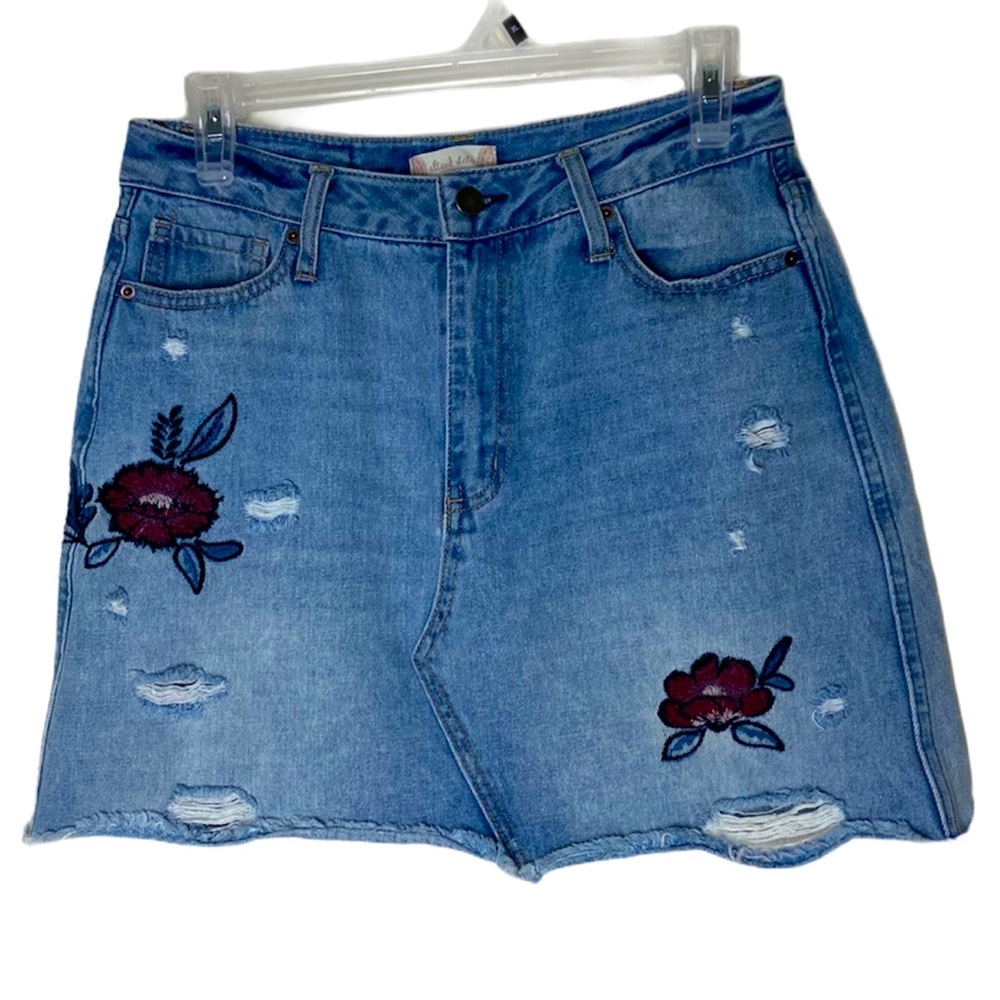 Denim Skirt flower embroidery jeans skirt size 28